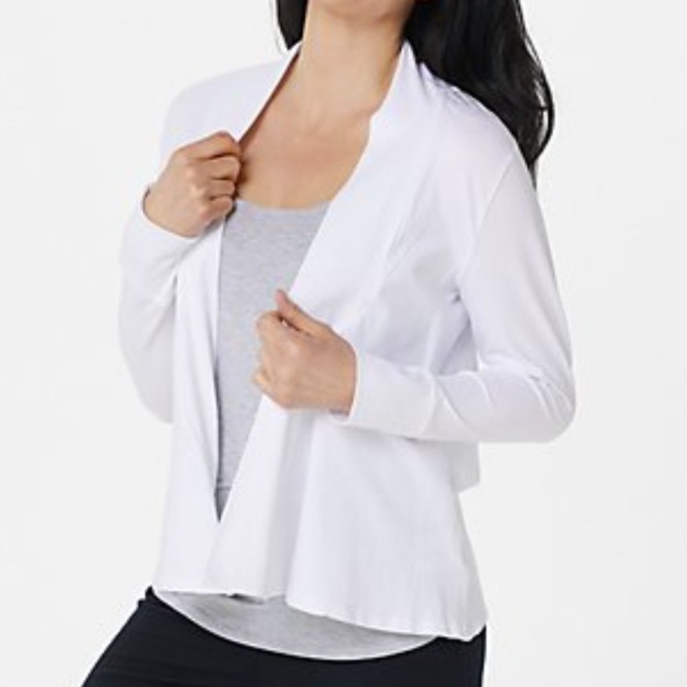 Women’s White Open-Front Draped Sweater